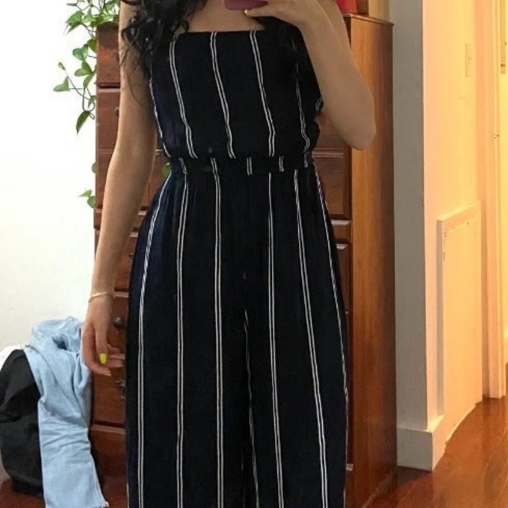 UO stripped strapless jumpsuit